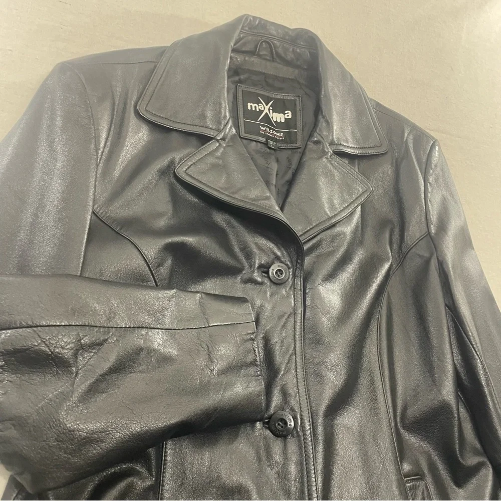 Wilsons Leather Maxima Women’s Black Leather Jacket Blazer Coat Size Large - Picture 3 of 11